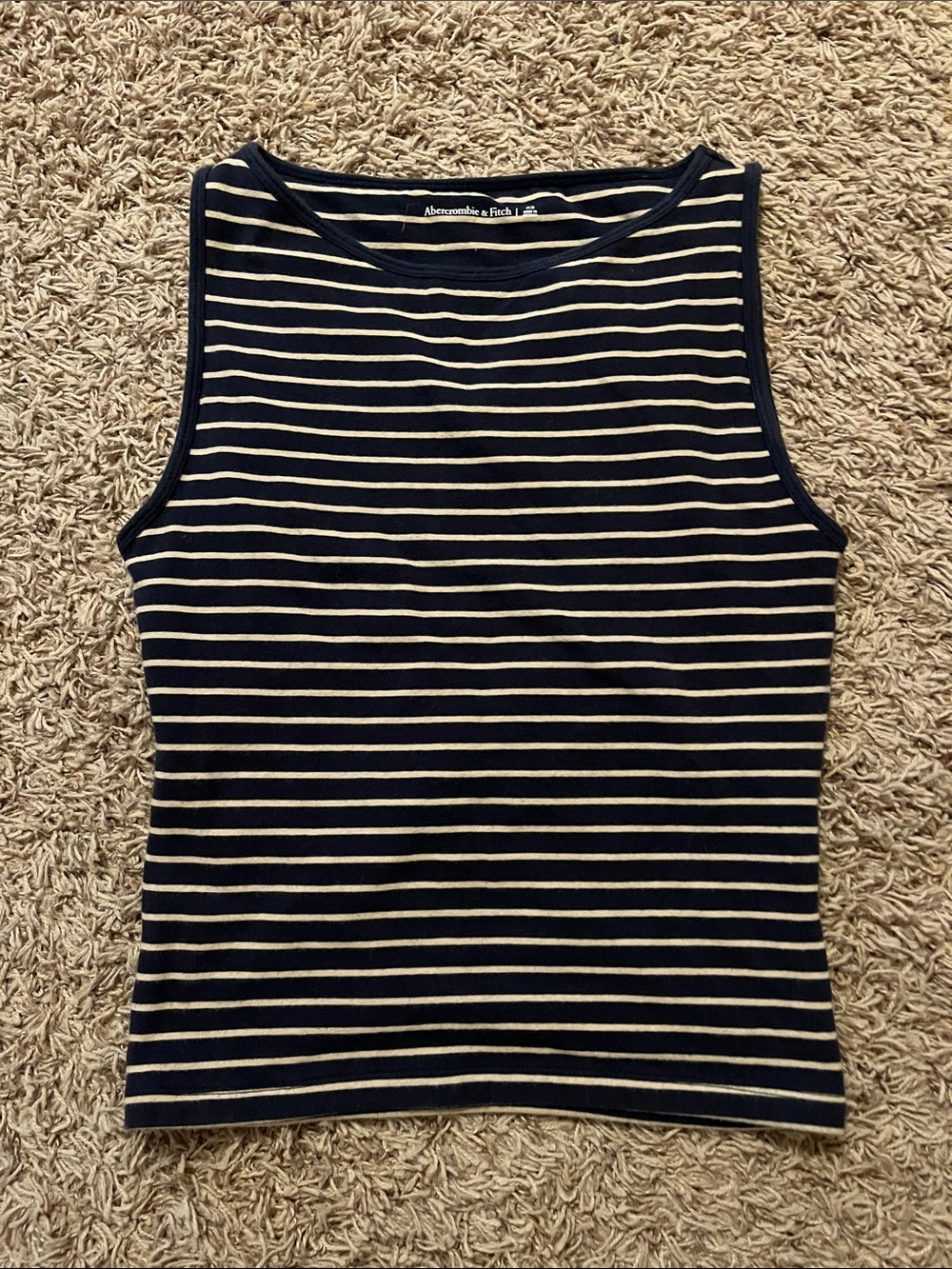 Abercrombie & Fitch Navy Stripe Sleeveless Ribbed Tank